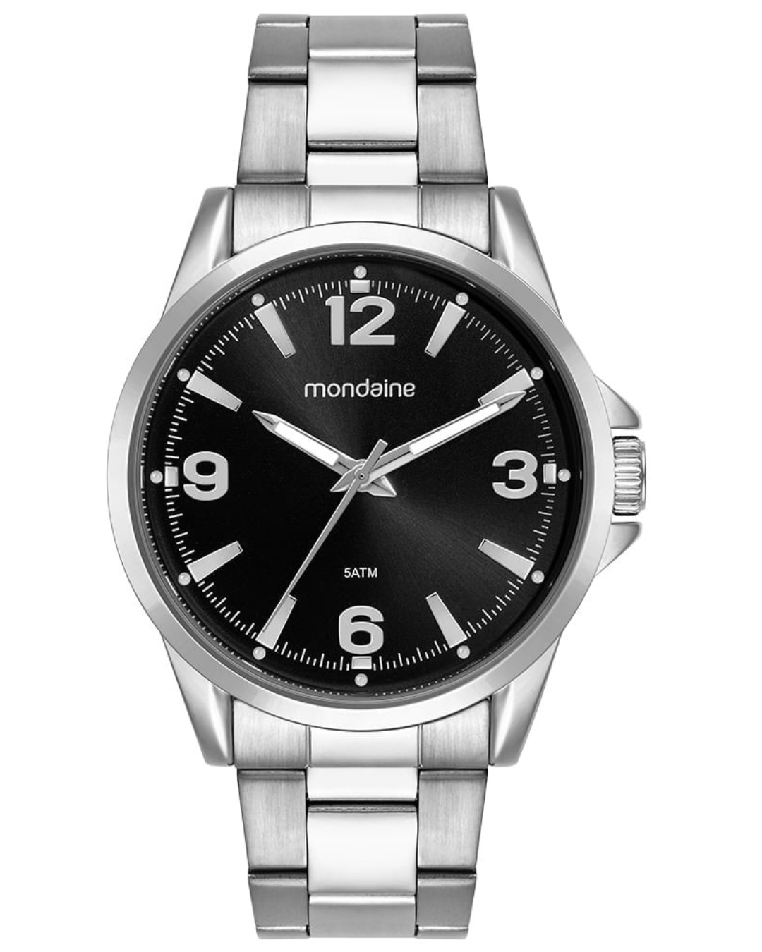 Relógio Masculino Prata e Mostrador Preto Analógico