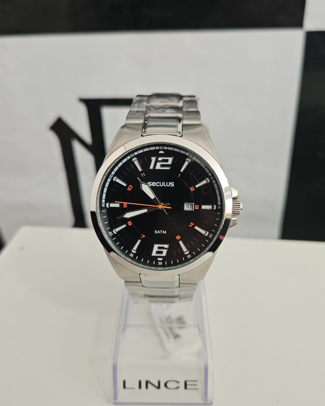 Relógio Masculino Aço Vidro Abaulado Prata