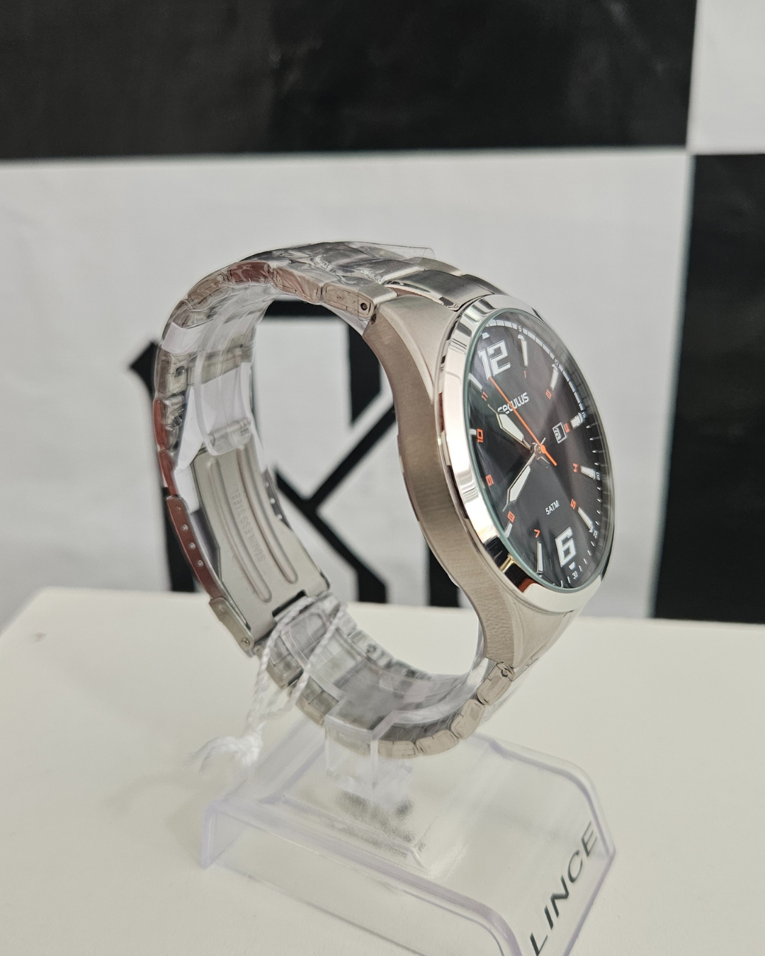 Relógio Masculino Aço Vidro Abaulado Prata