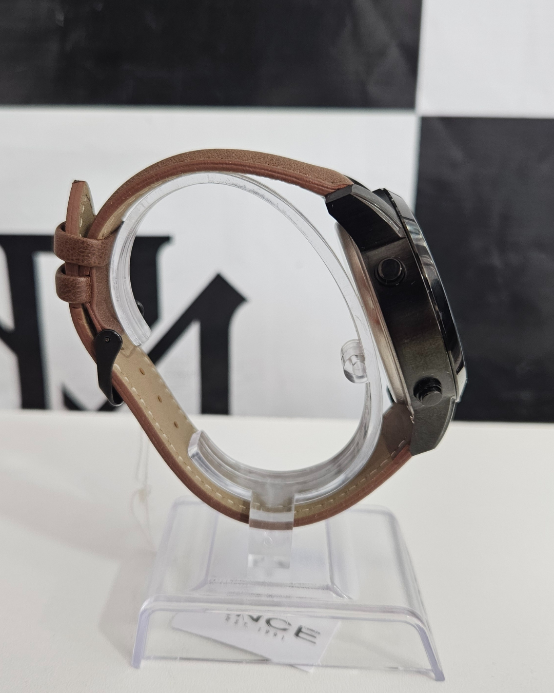 Relógio Lince Masc Puls Couro Marrom Visor Preto Analógico MAC4764L46