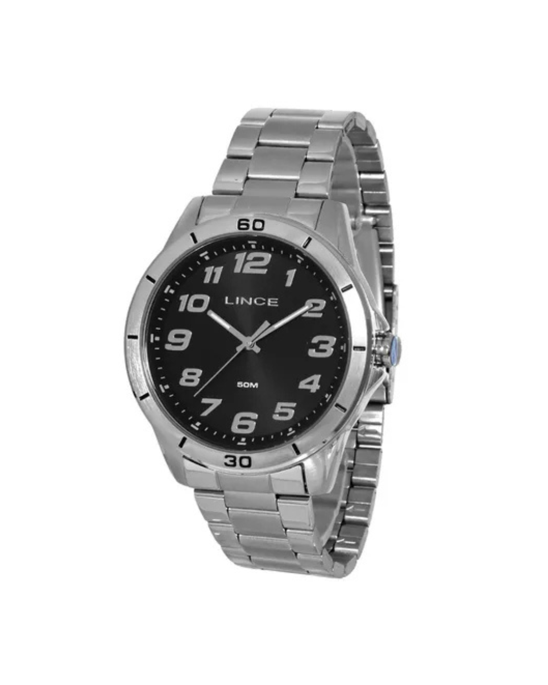 Relogio Lince Masculino Prateado Preto Com Números Mrmm003l