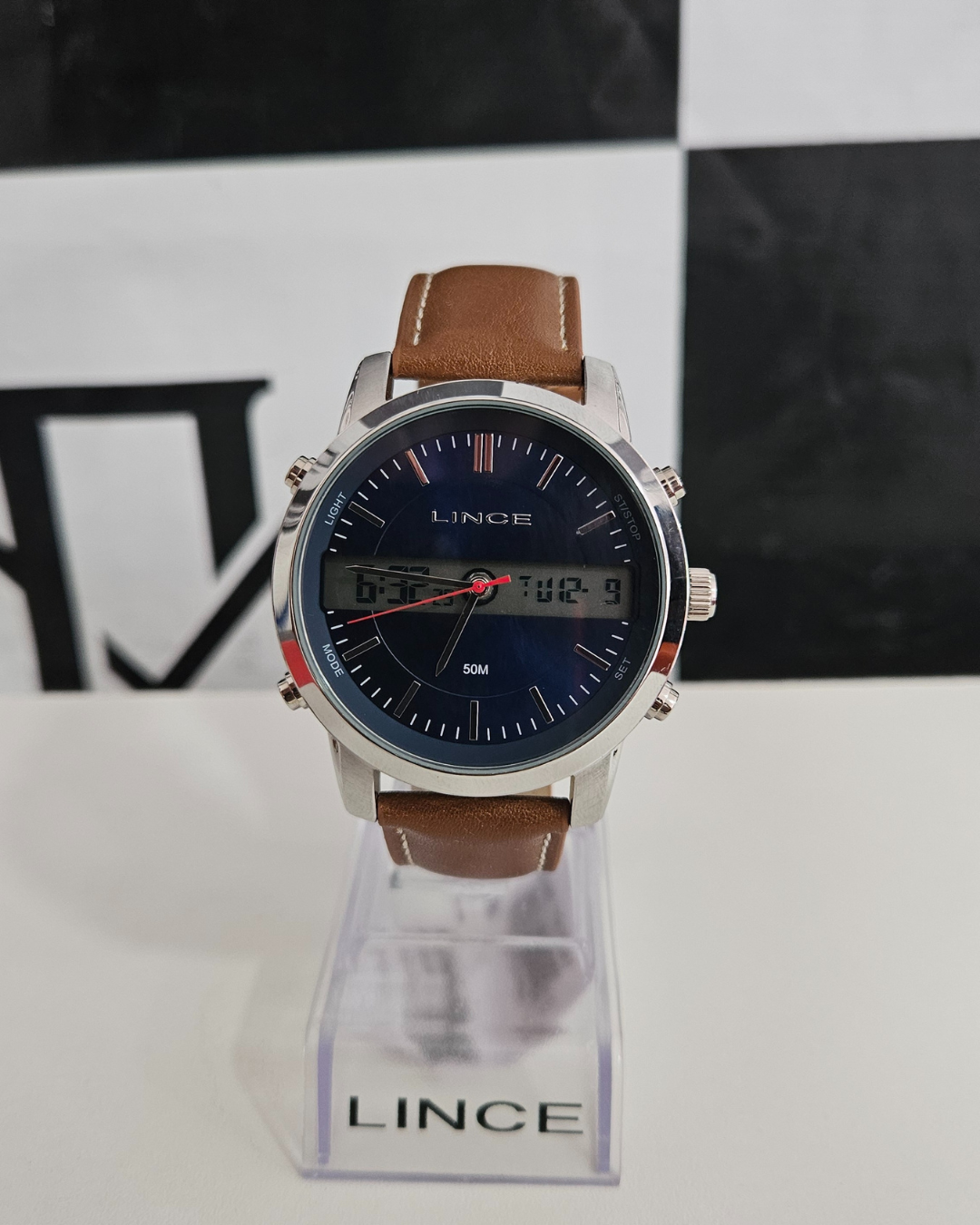 Relogio Lince Masculino Anadigi Pulseira Couro Mac4489L D1Mb